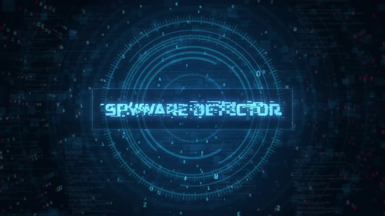 间谍软件探测器警告和警报消息的hud计算机二进制程序和黑客故障的背景视频素材
