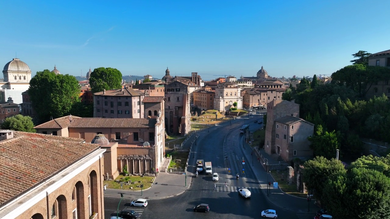 意大利罗马历史中心的鸟瞰图。视频下载