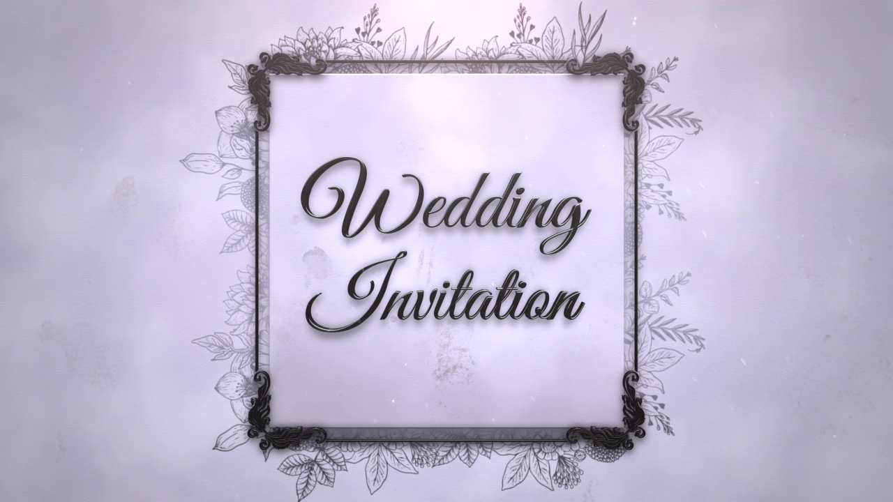 婚礼邀请上的复古花和框架视频素材
