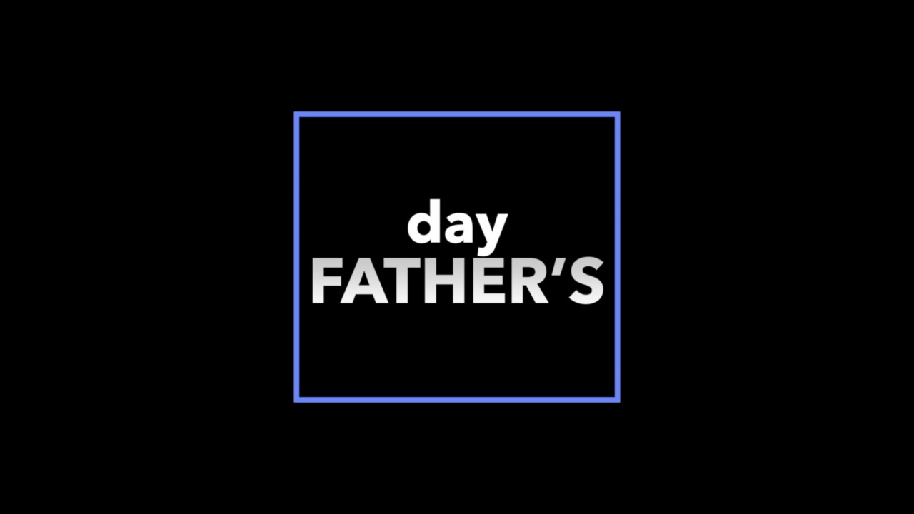 蓝色霓虹灯框上的父亲节视频下载