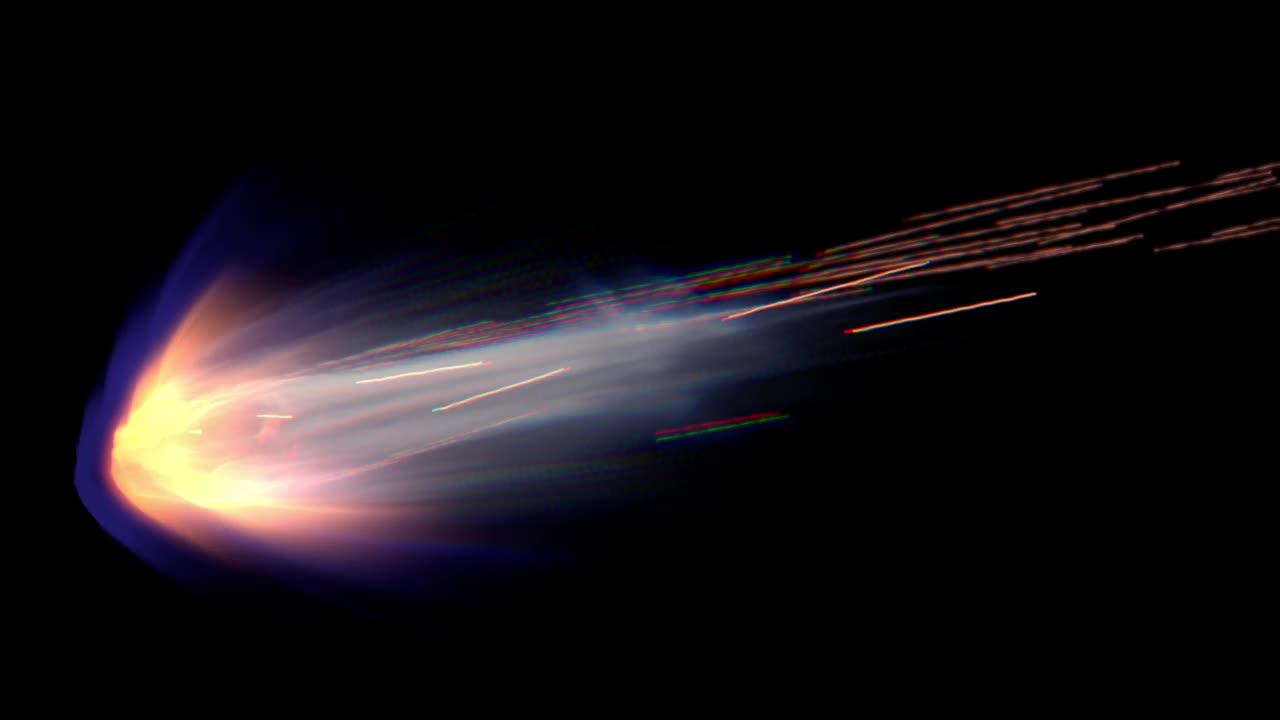 快速燃烧的小行星流星掠过地球大气层，现实的愿景视频素材