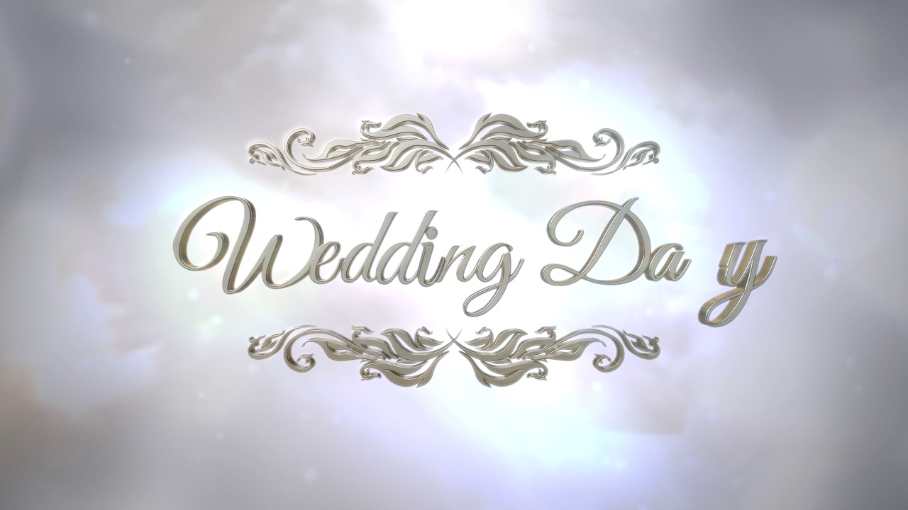 婚礼当天与蓝色散景和复古花卉图案视频素材