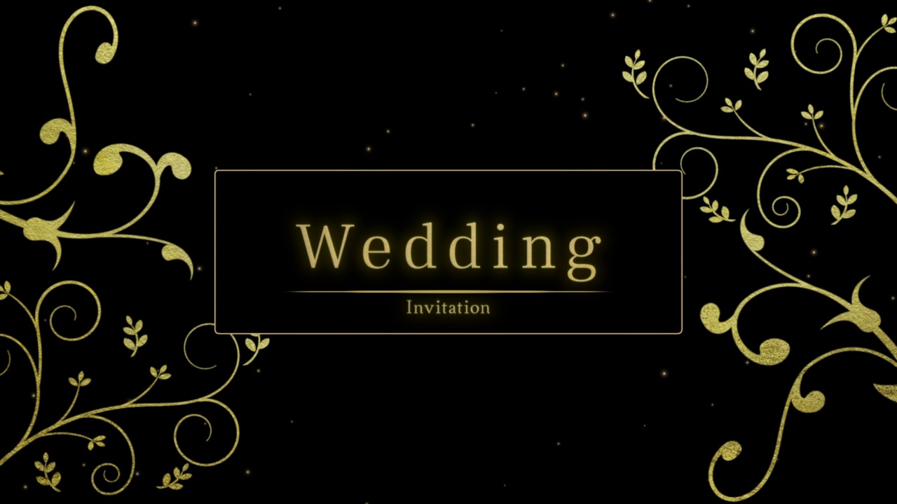 婚礼邀请金框和花卉图案视频素材