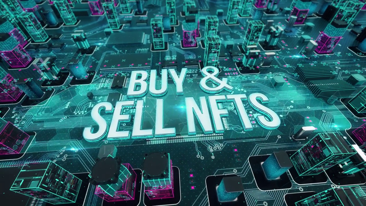 买卖Nfts与数字技术高科技概念视频素材