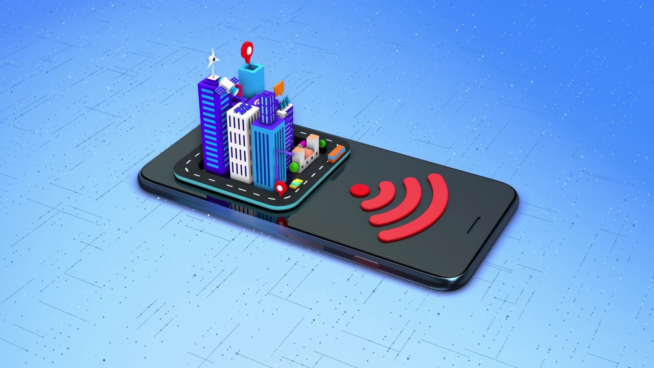 智能手机上的数字无线智能城市概念。人工智能。视频素材