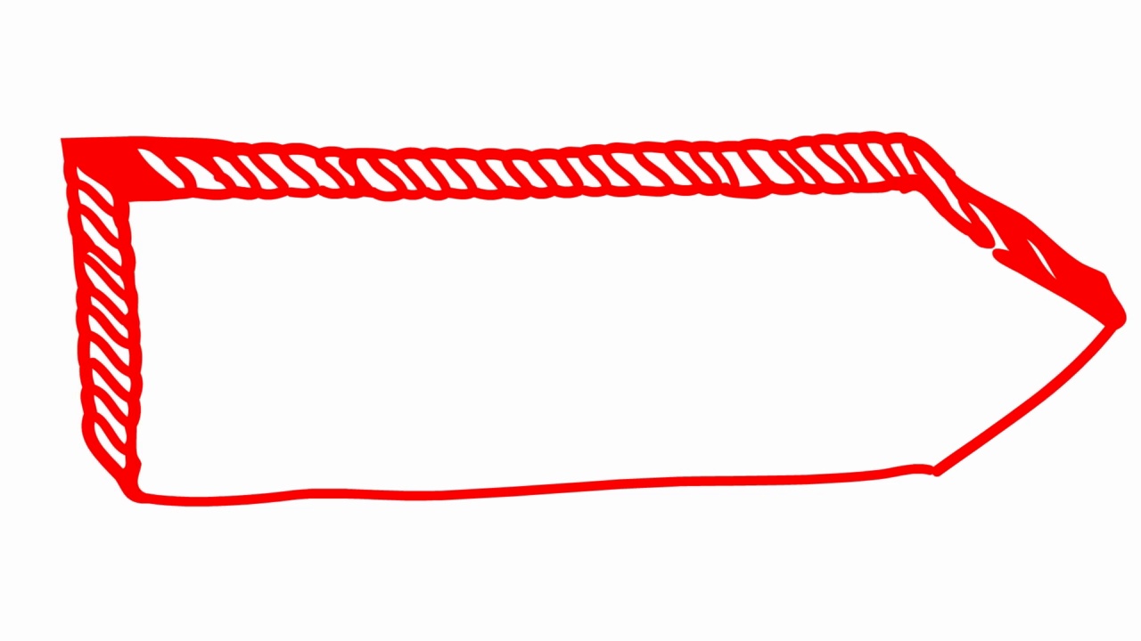动画符号指针。空板。木制的广告牌。手绘的红色箭头指向右边。矢量插图孤立在白色背景上。视频下载