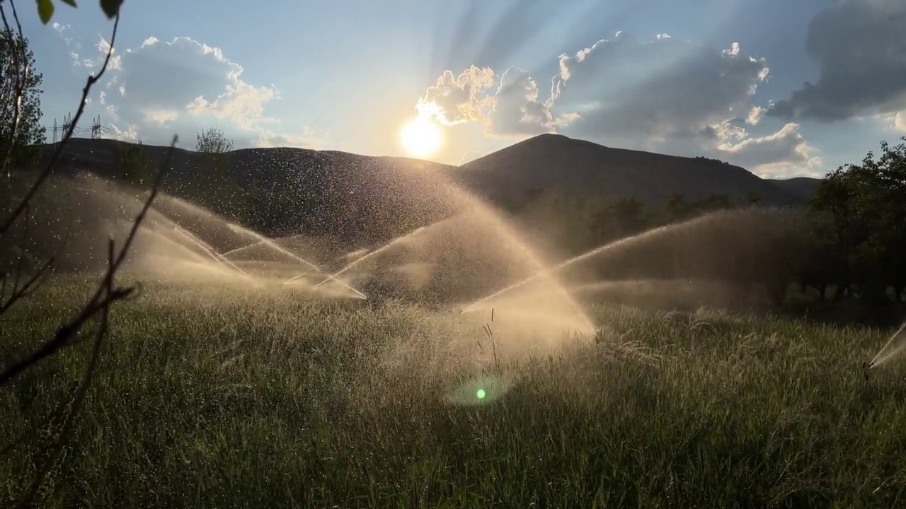 运行中的灌溉系统视频素材