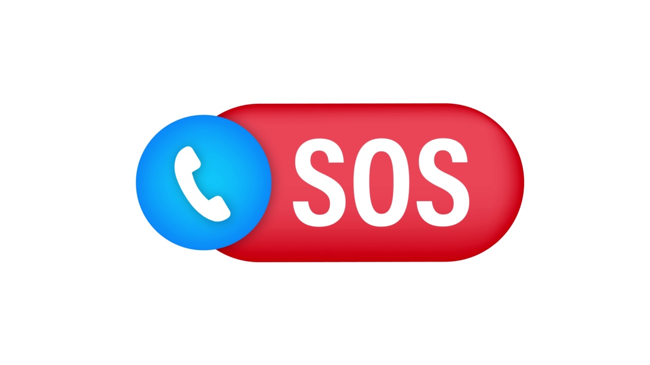 SOS紧急电话。911打电话。呼救声。动画4 k视频下载