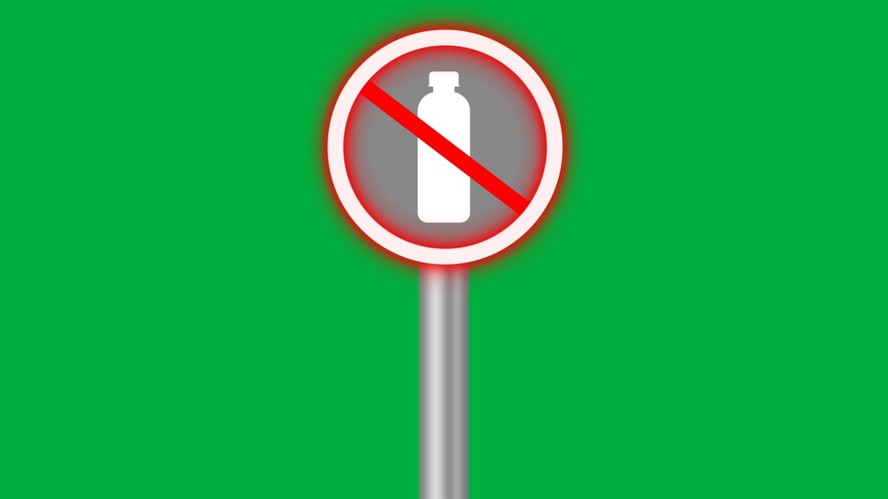 停止使用塑料瓶唱歌隔离在绿色屏幕上与闪烁的红灯。
保存环境概念镜头。视频下载