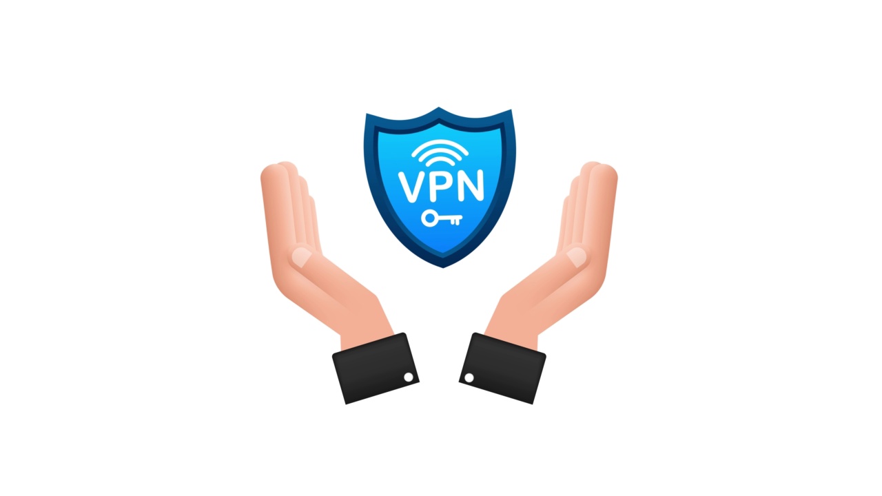安全VPN连接概念与双手。手持vpn标志的Hnads。虚拟专用网络连接概述。动画4 k视频下载