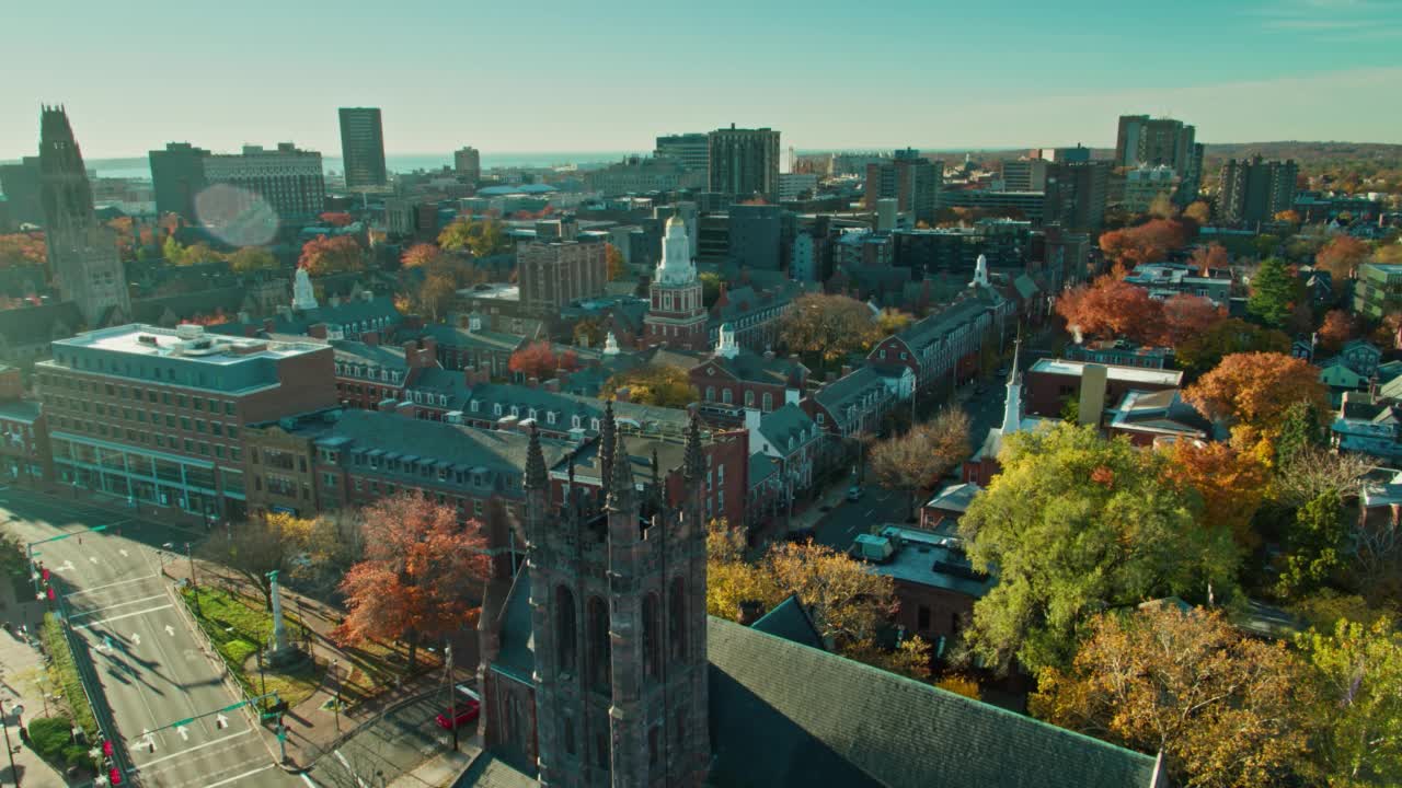 耶鲁大学纽黑文，康涅狄格州-空中视频素材