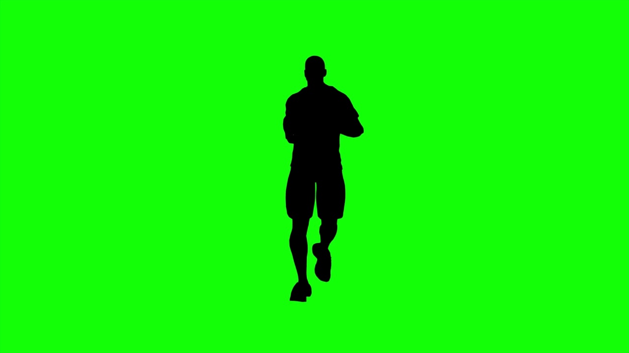 绿色屏幕上慢跑的男子剪影视频下载