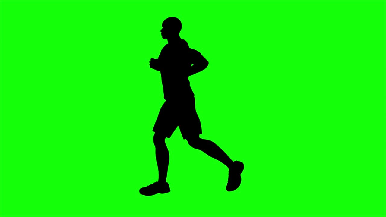 绿色屏幕上奔跑的男人剪影视频下载