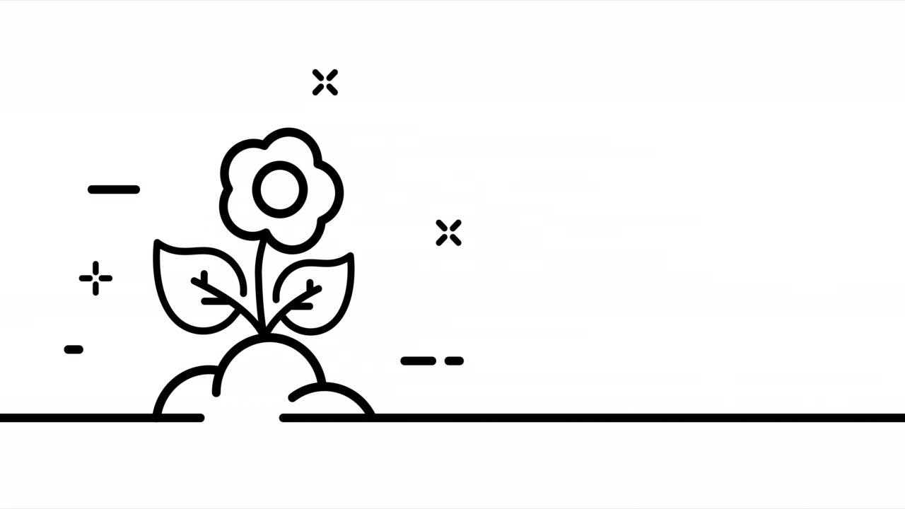 连续线条艺术绘画园艺。单线画，实线。动画一线植物，花朵开花和收获。视频4 k视频素材