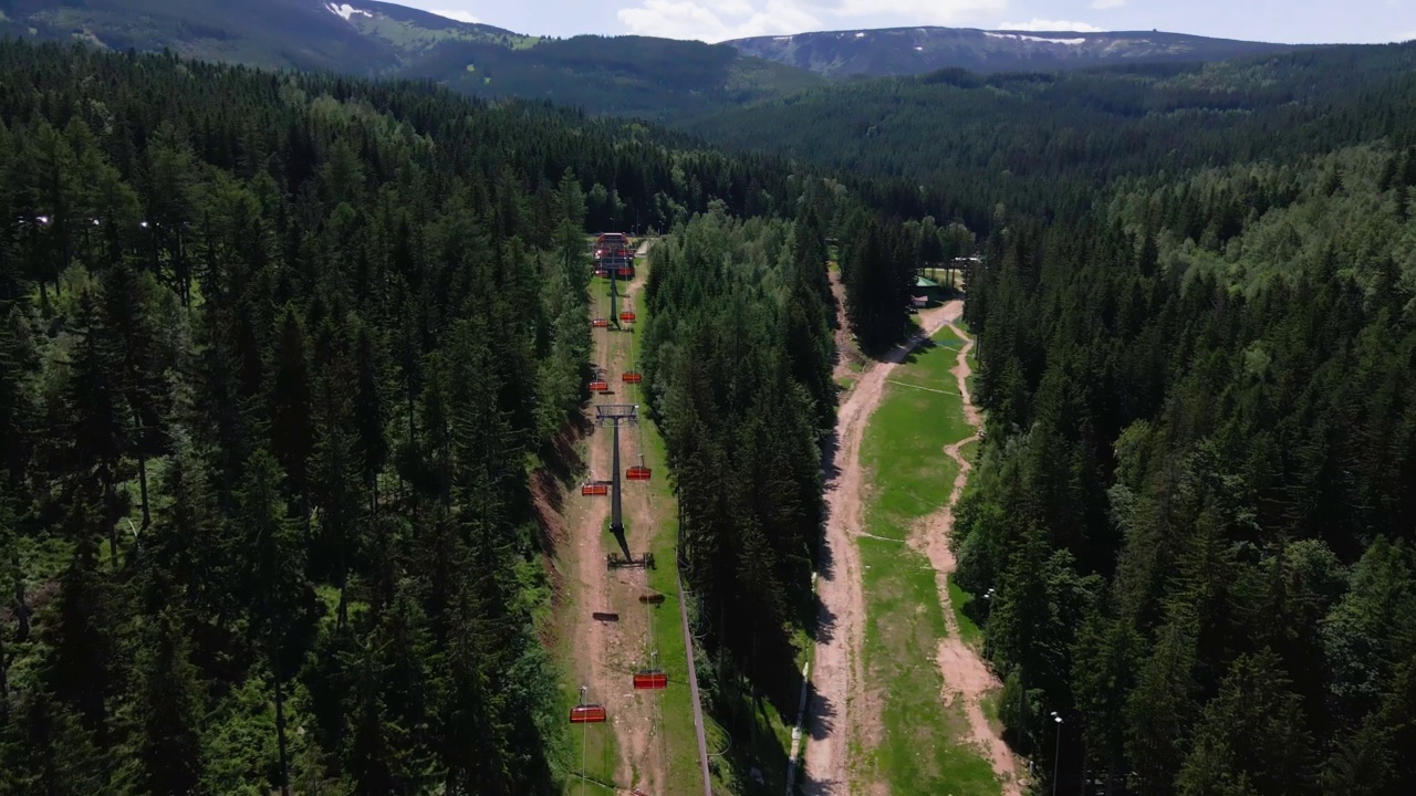 波兰卡帕茨，用露天缆车俯瞰山脉视频素材