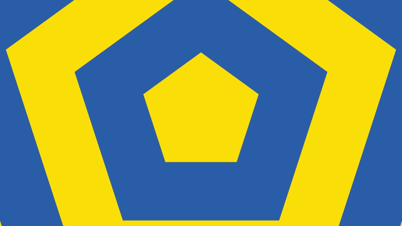 无缝循环黄色和蓝色几何动画与五角形元素。简单的背景动画与黄色和蓝色的正方形形状视频素材