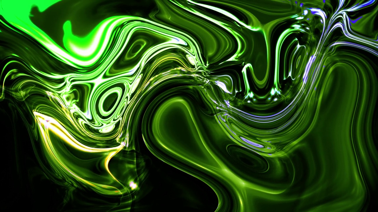 抽象的绿色彩色油墨传播爆炸液体辉光爆炸油背景运动视频视频素材