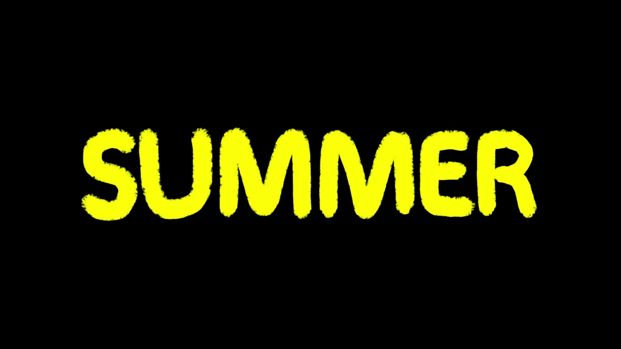 夏天动画铭文。黄色的字母视频素材