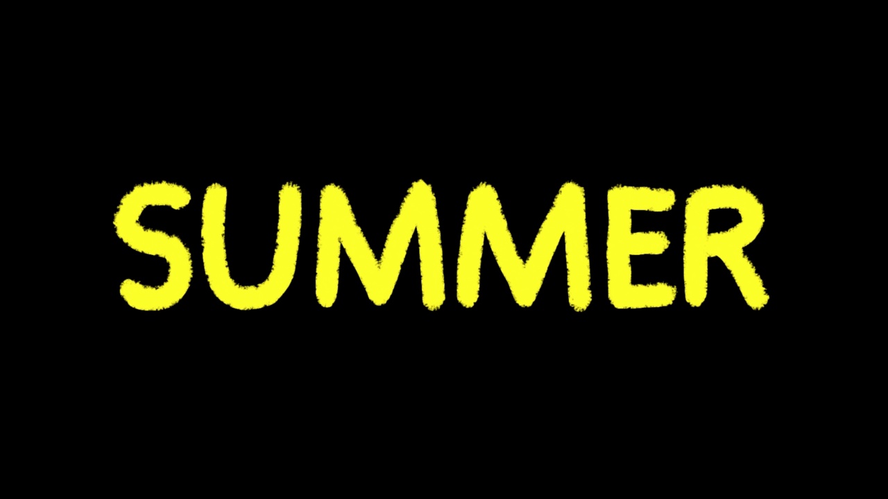 夏天动画铭文。黄色的字母视频素材