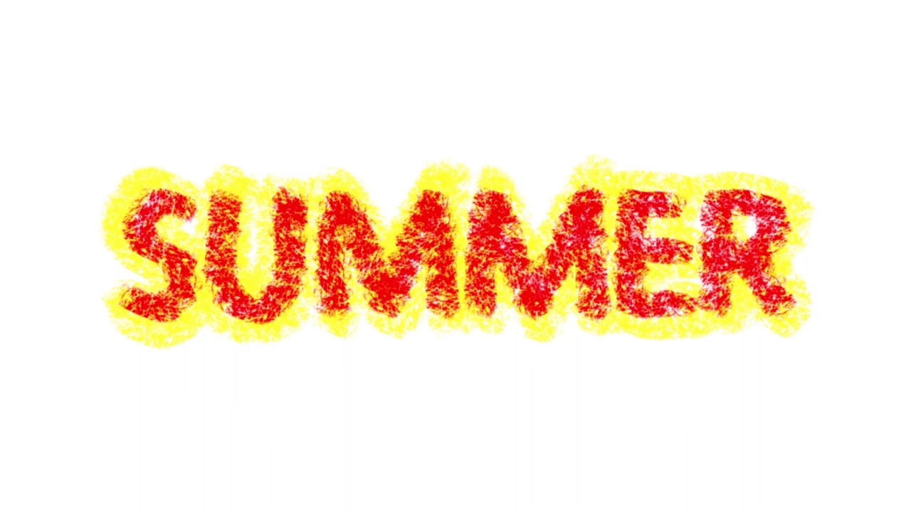 白色背景上的彩色铭文“夏天”视频素材