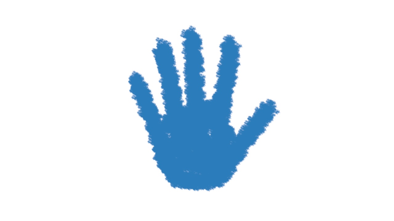 描绘人类的手。二维动画。蓝色的颜色视频素材