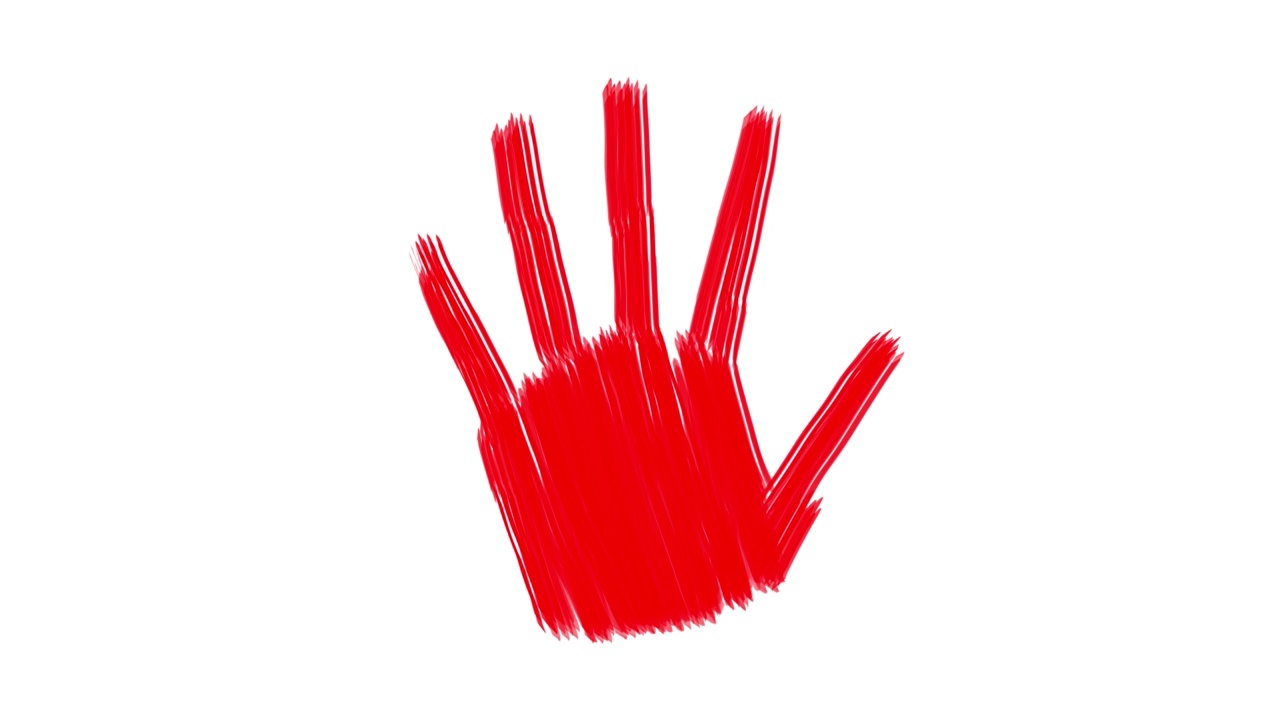 描绘人类的手。二维动画。红色视频素材