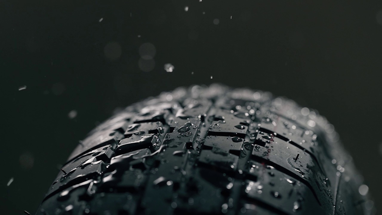 汽车在雨中轮胎了视频素材