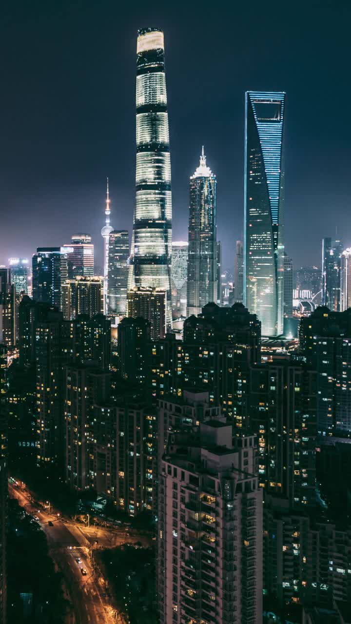 T/L TU上海夜景鸟瞰图/中国视频下载