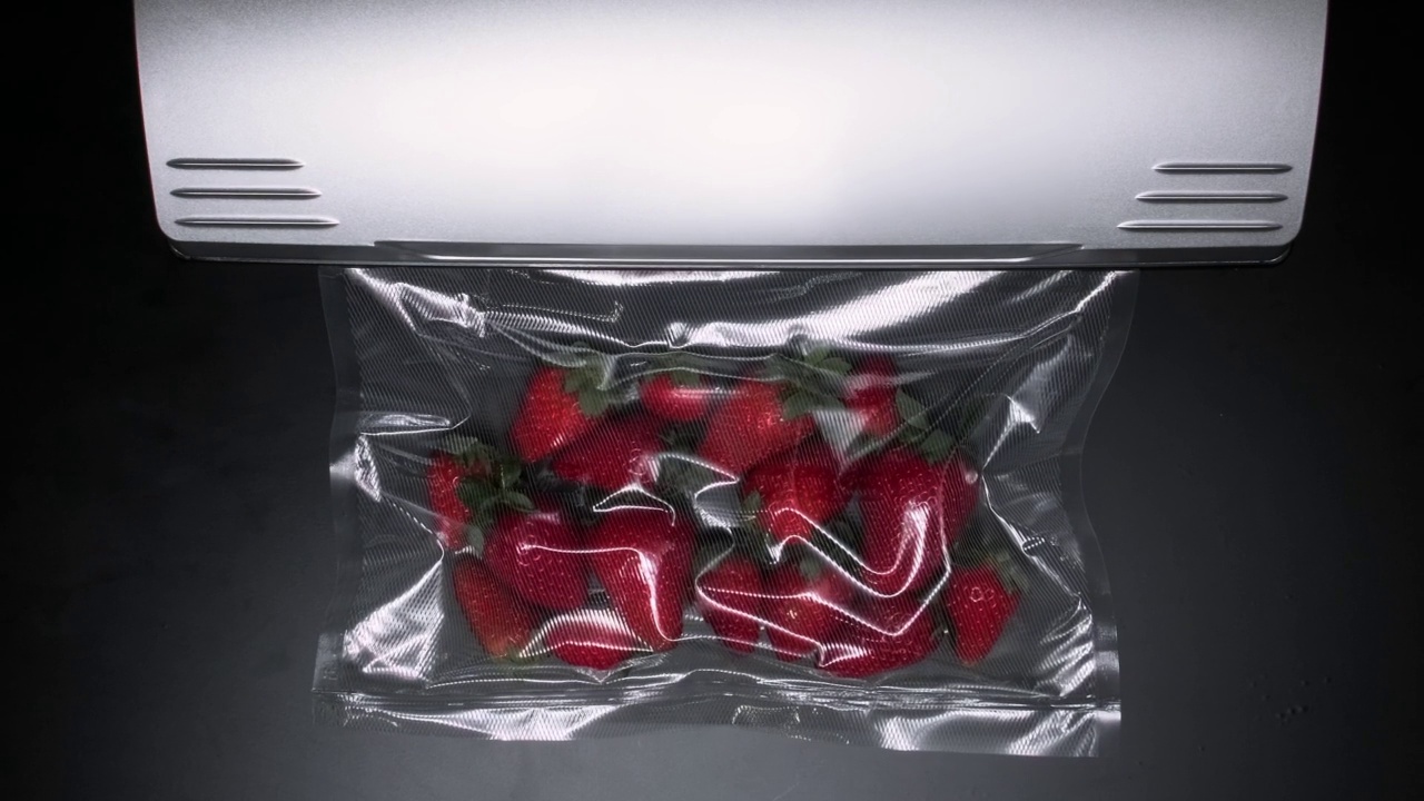 真空包装机包装草莓视频素材