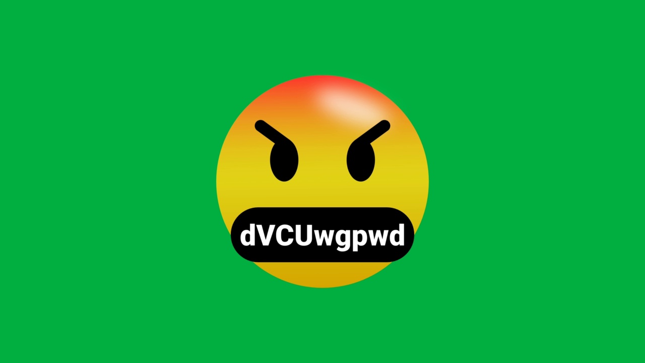 愤怒的表情符号在绿屏上说着未知的世界动画。无缝的愤怒情绪表情。视频素材