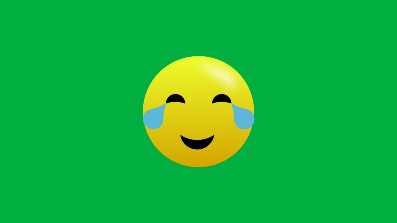 笑的表情符号循环动画孤立在绿屏上。社交媒体表达和情感共享概念。视频素材