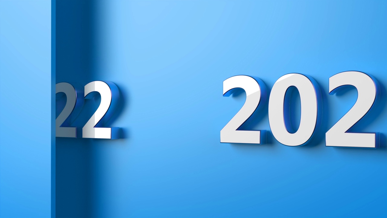 蓝色背景的2022年新年概念视频下载