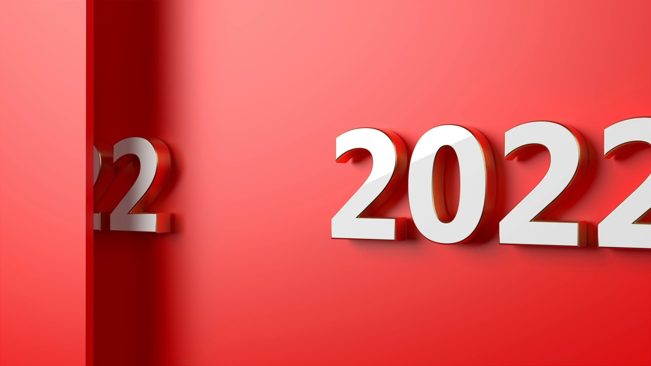 红色背景下的2022年新年概念视频下载