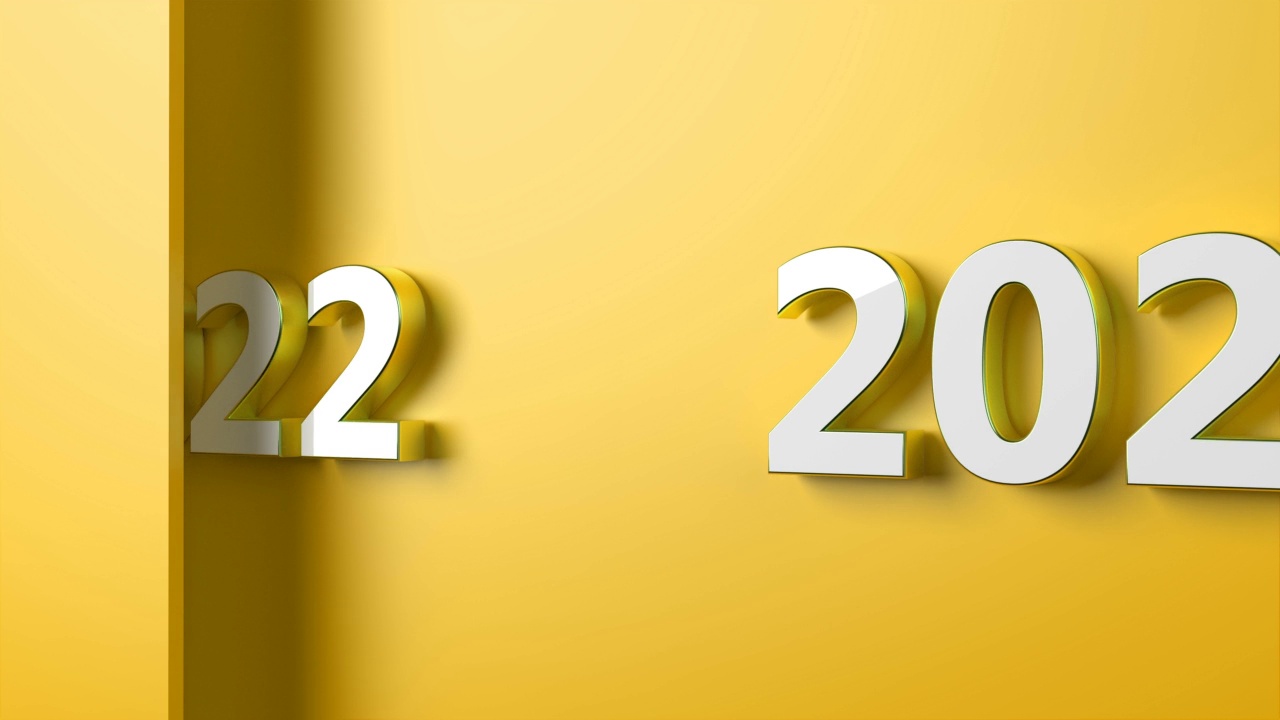 黄色背景上的2022年新年概念视频下载