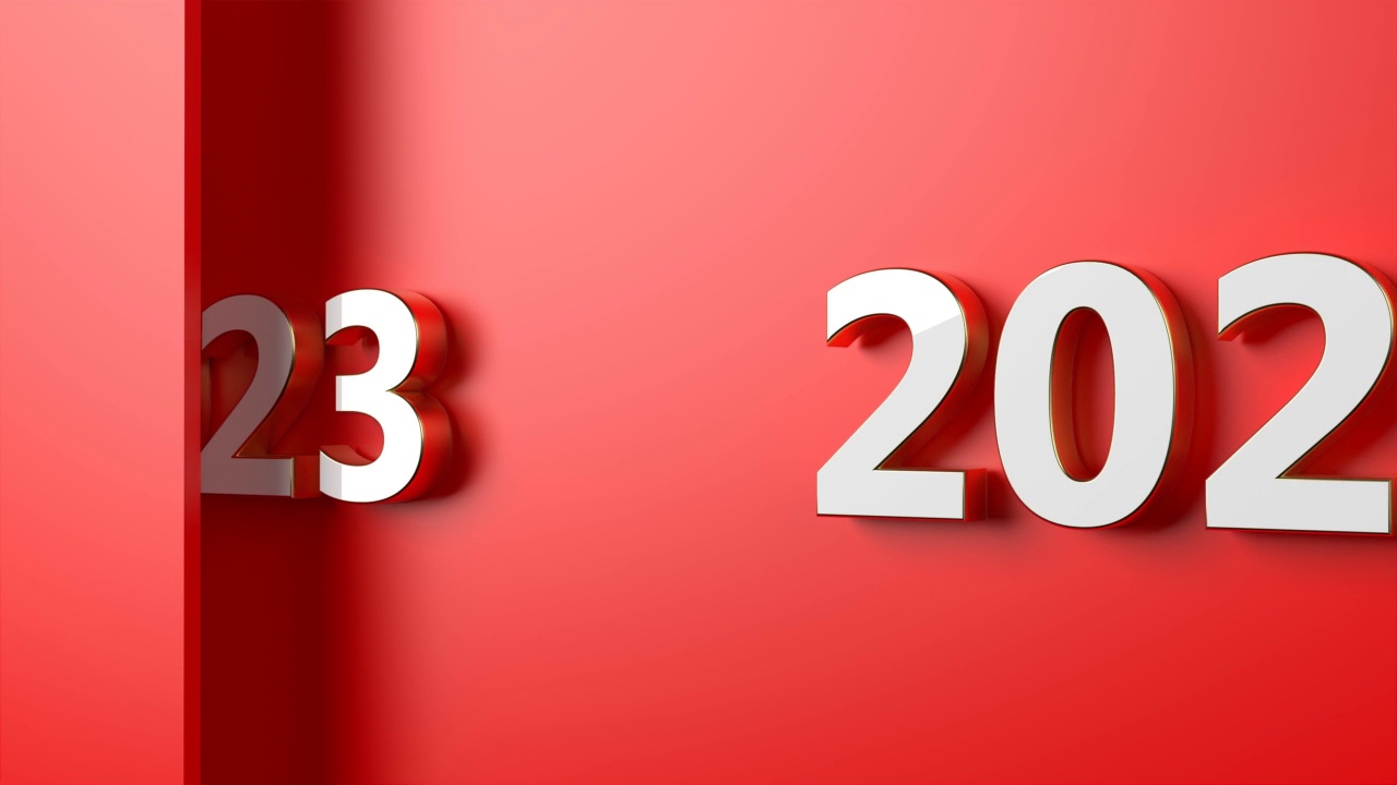 2023新年概念上的红色背景视频下载