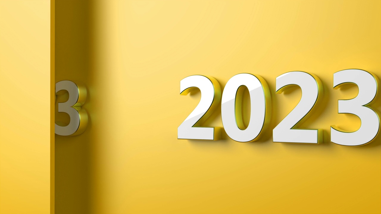 2023年新年概念上的黄色背景视频下载