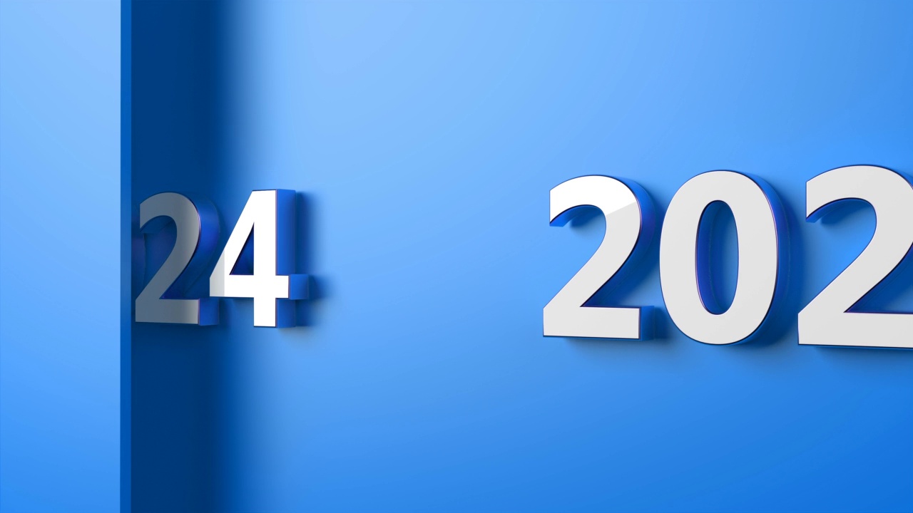 2024年蓝色背景新年概念视频下载
