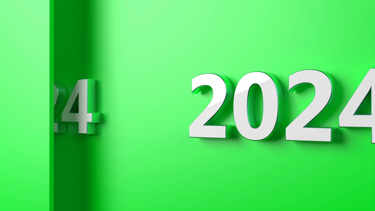 绿色背景下的2024年新年概念视频下载