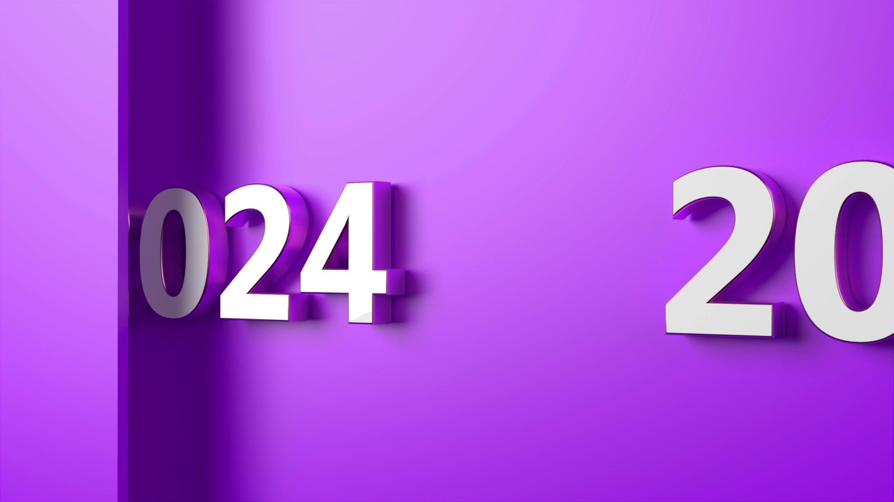 2024年紫色背景的新年概念视频下载
