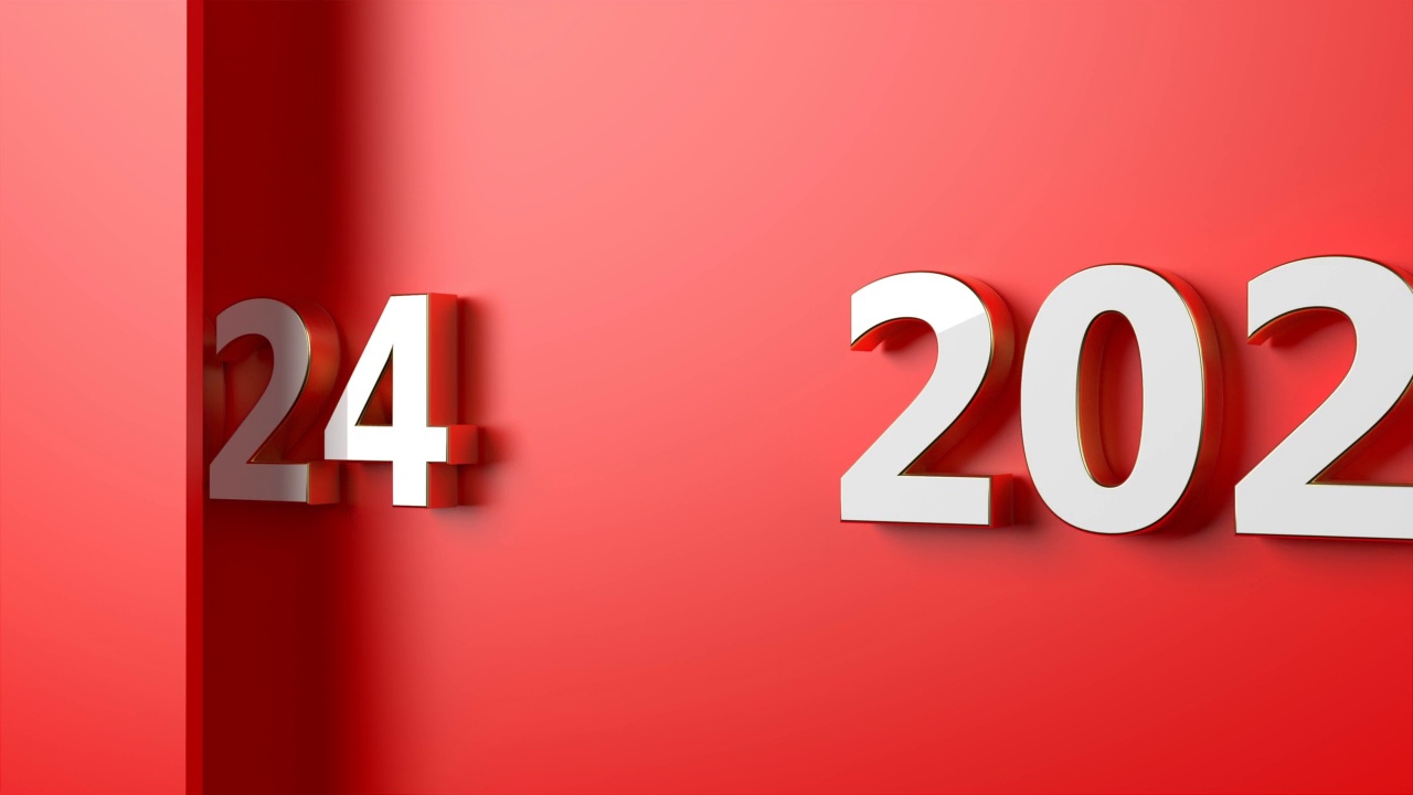 红色背景上的2024年新年概念视频下载