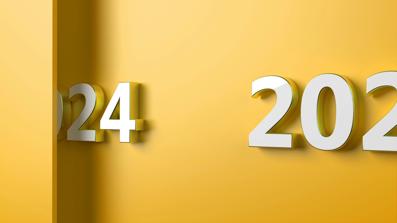 黄色背景上的2024年新年概念视频下载