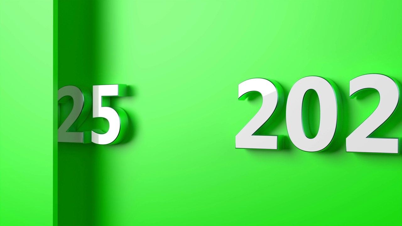 绿色背景下的2025年新年概念视频下载