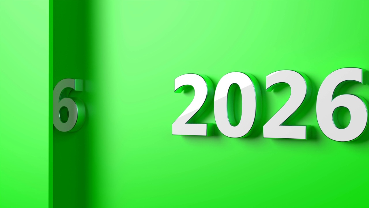 2026年绿色背景新年概念视频下载