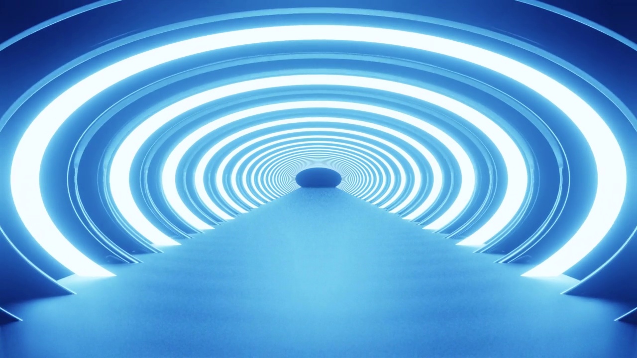最新的蓝色霓虹灯隧道VJ循环背景视频素材