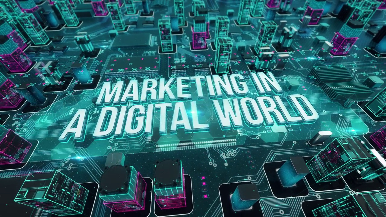 营销在数字世界与数字技术高科技概念视频素材