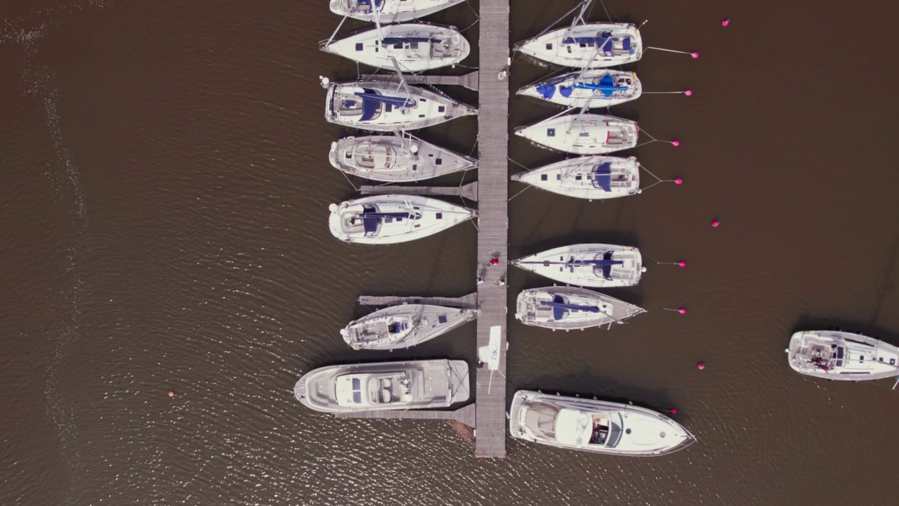 在波罗的海码头游艇的鸟瞰图，芬兰视频素材