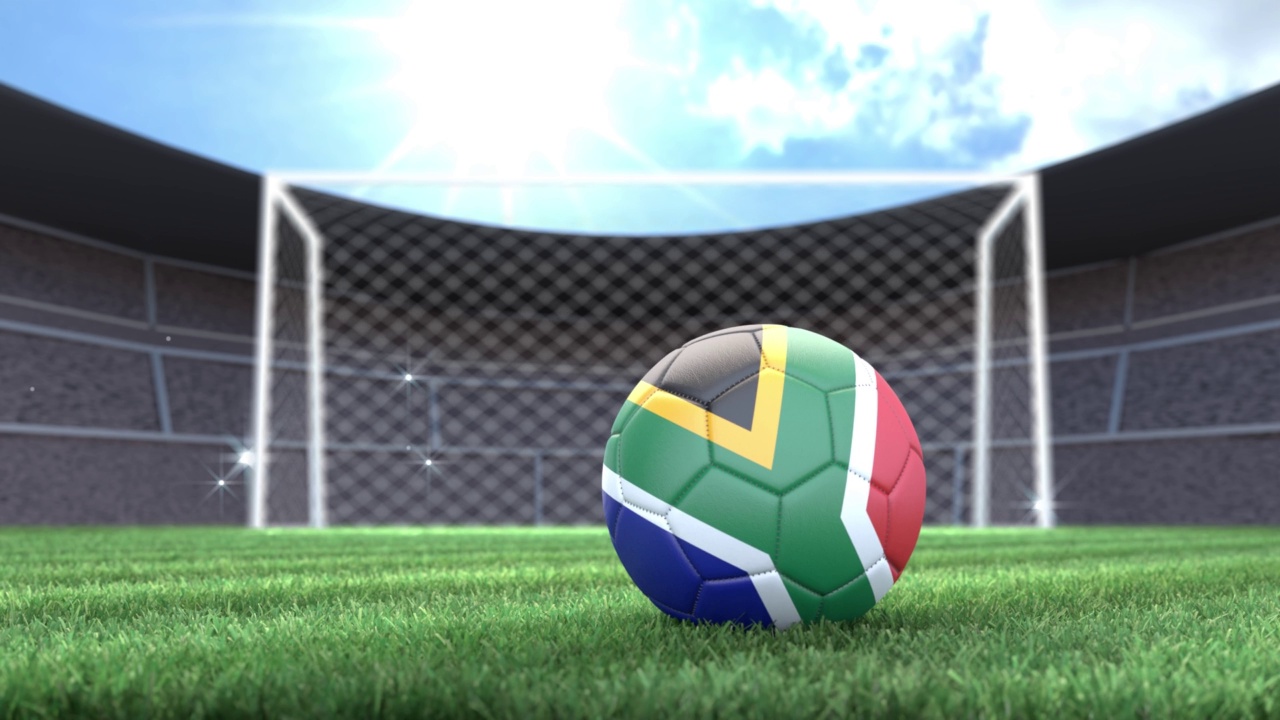 南非足球，带着闪光灯滚进体育场。视频下载