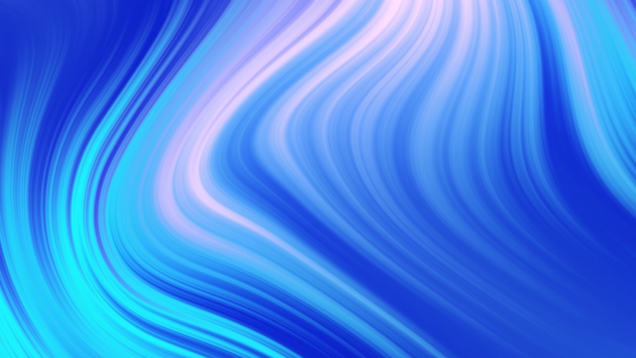 流体充满活力的梯度镜头。移动的4k动画的深色和浅蓝色白色与流畅的运动在帧旋转波与复制空间。抽象线条背景概念视频素材