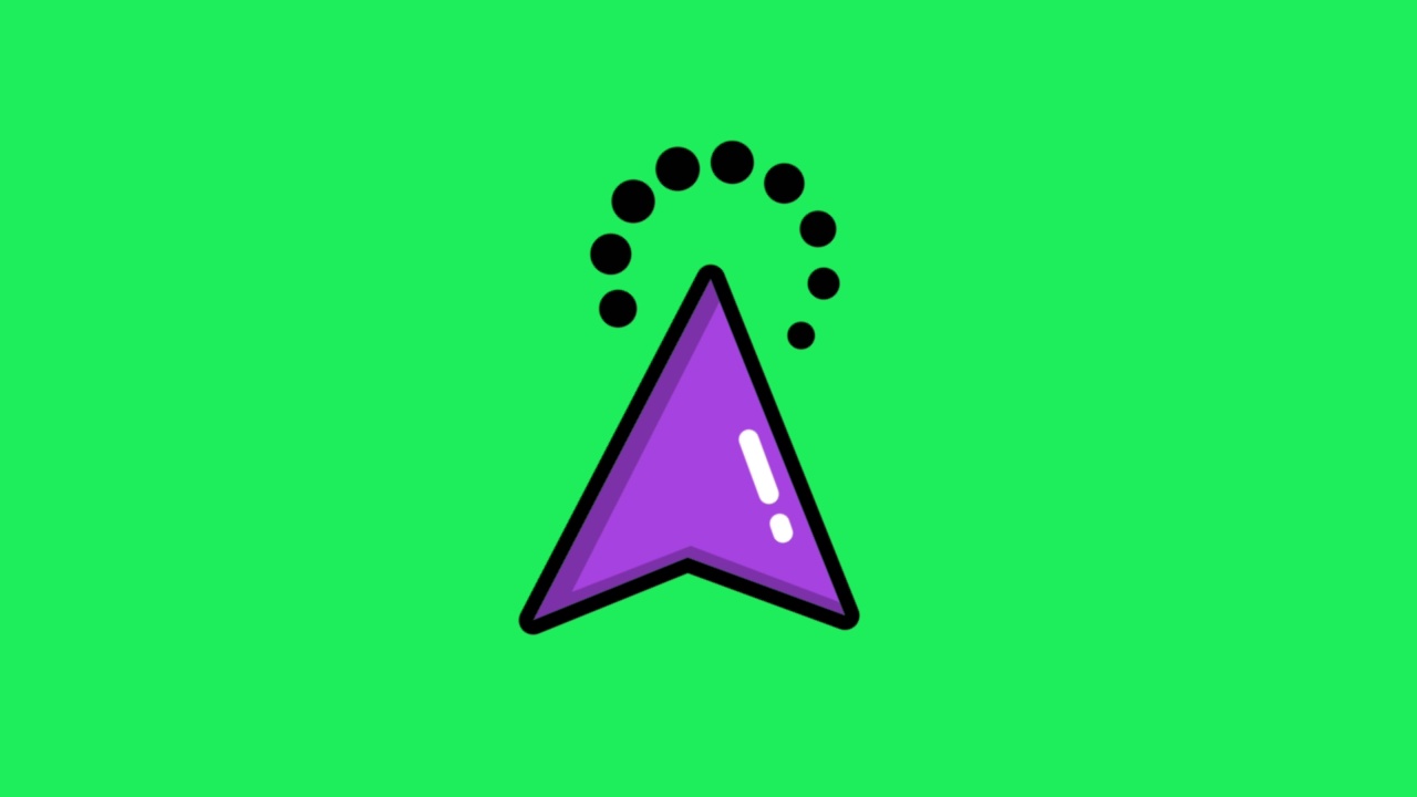 动画紫色鼠标光标在绿色背景上隔离。视频素材