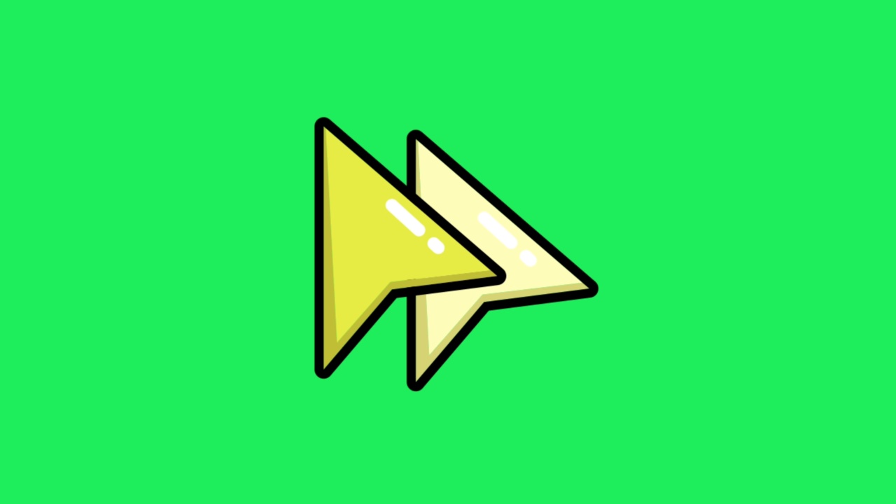动画黄色鼠标光标隔离在绿色背景上。视频素材